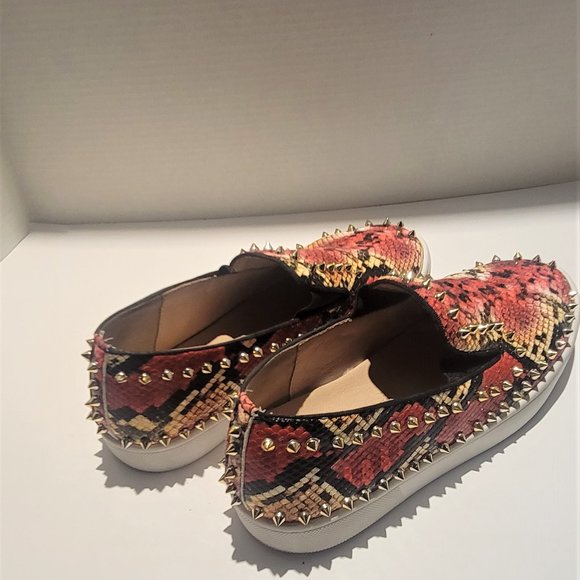 Christian Louboutin PIK Boat Python Shoes Men Size 11 Red Bottom - Picture 6 of 13
